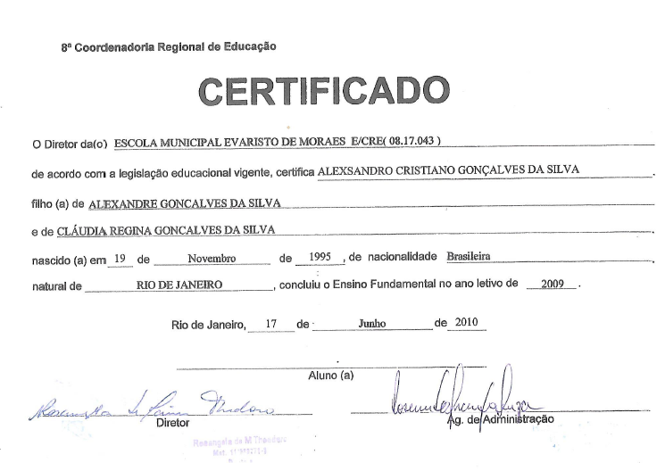 diploma ensino fundamental